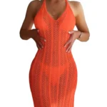 Halter Neck Crochet Knit Beach Cover-Up Dress