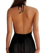 Halter Neck Crochet Knit Beach Cover-Up Dress - Image 6
