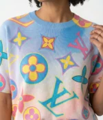 Multicolor Monogram Knit Short Sleeve Top - Image 2