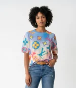 Multicolor Monogram Knit Short Sleeve Top