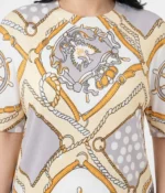 Nautical Scarf Print Plissé Top - Image 2