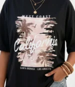 "California West Coast" Palm Tree Graphic T-Shirt - Image 2