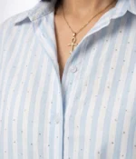 Oversized Rhinestone Striped Cotton Shirt - Image 2