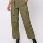 Belted High-Waist Cargo Pants