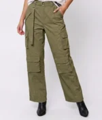 Belted High-Waist Cargo Pants