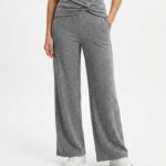 Knot-Front High-Waist Wide-Leg Trousers