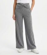 Knot-Front High-Waist Wide-Leg Trousers