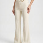 Heart Buckle High-Waist Flare Trousers
