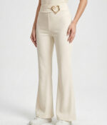 Heart Buckle High-Waist Flare Trousers