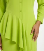 Asymmetric Ruffle Midi Shirt Dress - Image 2