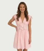Floral Appliqué V-Neck Mini Dress - Image 5