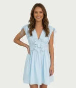 Floral Appliqué V-Neck Mini Dress - Image 3