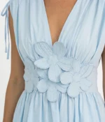 Floral Appliqué V-Neck Mini Dress - Image 4