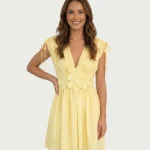 Floral Appliqué V-Neck Mini Dress