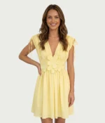 Floral Appliqué V-Neck Mini Dress