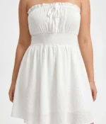 Strapless Smocked Waist Mini Dress - Image 2
