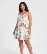 Floral Strappy Mini Dress with Crochet Waist
