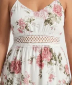 Floral Strappy Mini Dress with Crochet Waist - Image 2
