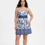 Nautical Floral Strappy Dress with Crochet Waist