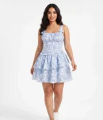 Tiered Floral Mini Dress with Bow Accents