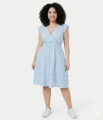 Striped Ruffle Sleeve Smocked Midi Dress