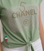 5th CHANEL Rhinestone Perfume Bottle Graphic T-Shirt - Image 4