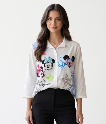 Disney Character Graphic Button-Down Shirt