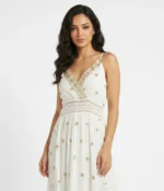 Golden Broderie Tiered Maxi Dress - Image 2