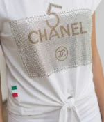 5th CHANEL Rhinestone Perfume Bottle Graphic T-Shirt - Image 6