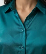 Classic Long Sleeve Satin Button-Down Shirt - Image 2