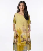Impressionist Landscape Print Midi Dress