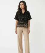 Embroidered Scallop Hem Short Sleeve Shirt - Image 3