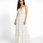 Golden Broderie Tiered Maxi Dress