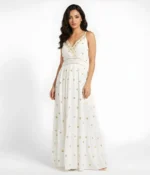 Golden Broderie Tiered Maxi Dress