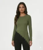 Asymmetric Lace Hem Long Sleeve Romper - Image 4