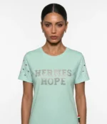 Rhinestone "HERMES HOPE" Embellished T-Shirt - Image 4