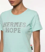 Rhinestone "HERMES HOPE" Embellished T-Shirt - Image 3