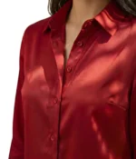 Classic Long Sleeve Satin Button-Down Shirt - Image 4