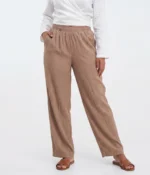 Textured Straight-Leg Pull-On Trousers