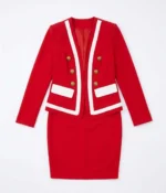Red Contrast Piping Suit Set - Image 3