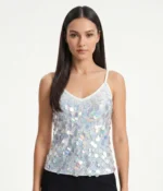 Silver Oversized Sequin Top