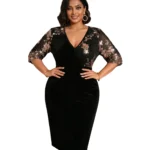Velvet Floral Sequin Wrap Dress