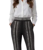 Rhinestone Embellished Flare Trousers - Image 2