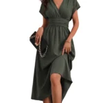 Olive Green Wrap Waist Dress