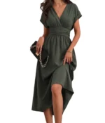 Olive Green Wrap Waist Dress