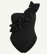One-Shoulder Ruffle Ribbed Top - Image 3