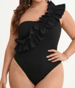 One-Shoulder Ruffle Ribbed Top - Image 4