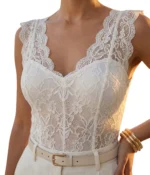 White Floral Lace Bodysuit