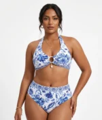 Blue Paisley Halter Bikini