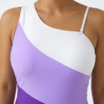 Purple Trio Color-block Swimsuit